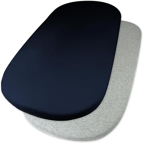 HonestBaby 2-Pack Organic Cotton Fitted Bassinet Sheet, Dark Navy, One Size