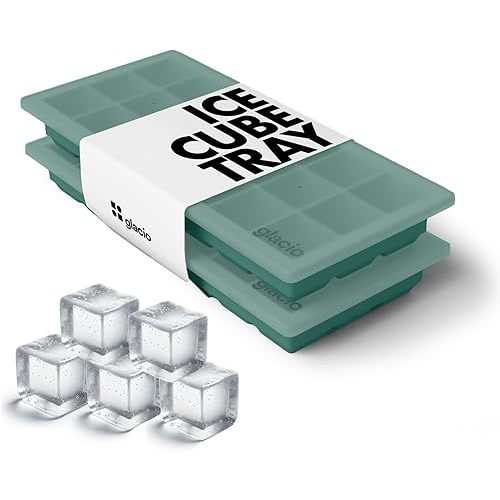 glacio Ice Cube Tray – Small Silicone Molds with Lids, BPA-Free and Flexible for Cocktails and Beverages – Set of 2