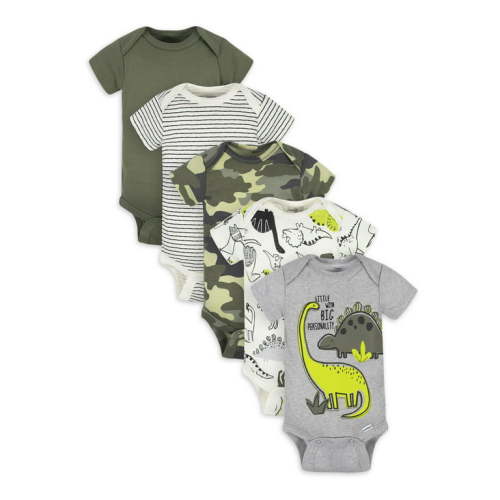 Gerber Baby Boy Short Sleeve Bodysuits, 5-Pack (Newborn-24 Months)