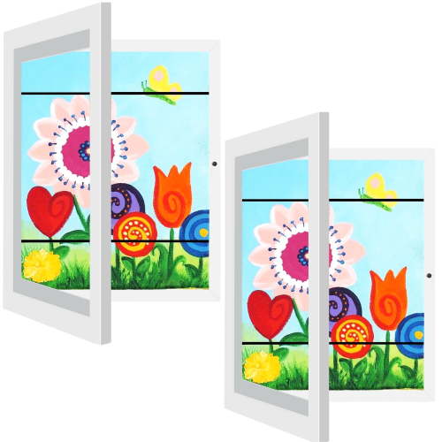 Kids Art Frames Front Opening Changeable Sets of 2 White 8.5X11" Artwork Frames for Kids Drawings Storage Frames Children Art Projects Schoolwork Crafts Hanging Art Displays