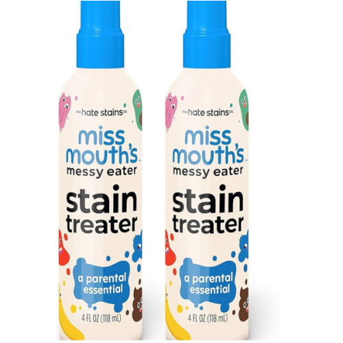 Miss Mouth's Messy Eater Stain Treater Spray - 4oz 2 Pack Stain Remover - Newborn & Baby Essentials - No Dry Cleaning Food, Grease, Coffee Off Laundry, Underwear, Fabric