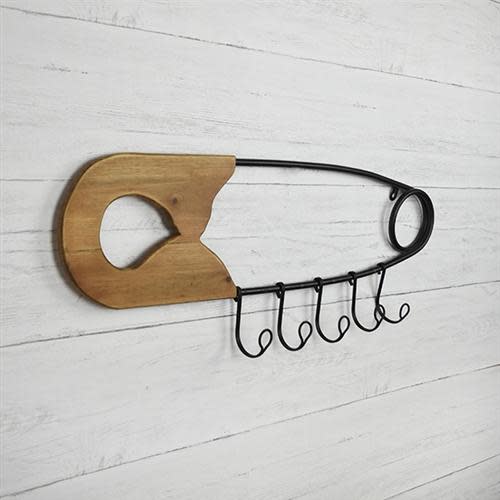 Safety Pin Wall Hanging with Hooks 28" L – Blueberry Lane Shop