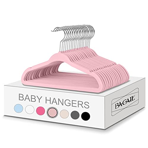 BAGAIL Kids Velvet Hangers 11 Inches Children's Clothes Hangers Non-Slip Baby Hangers for Infant/Toddler (Blush Pink,50pack)