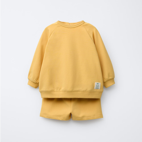 SWEATSHIRT AND SHORTS SET WITH LABEL - Mid-yellow | ZARA United States