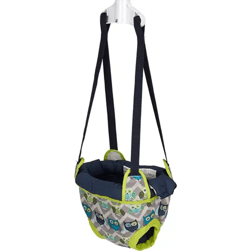 Evenflo Exersaucer Johnny Jumper Featuring Easy-to-Use Clamp Attachment for Quick and Tool-Free Set Up and Adjustable Straps to Customize the Height for Your Child, Owl