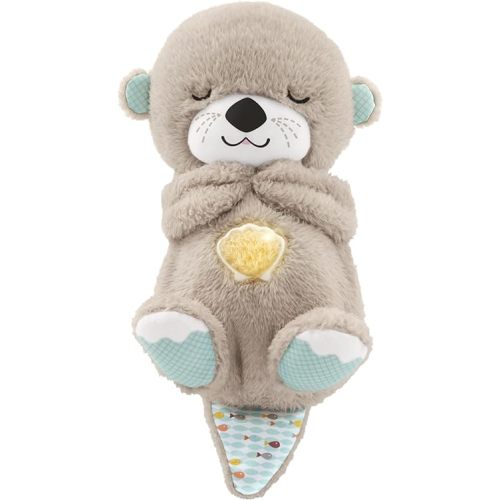 Fisher-Price Baby Toy Soothe 'n Snuggle Otter Portable Plush Sound Machine with Music Lights & Breathing Motion for Newborns 0+ Months