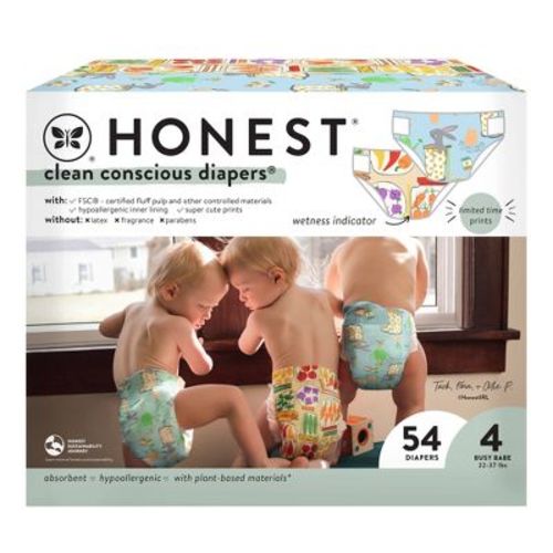 The Honest Company Clean Conscious Disposable Diapers - Be Hoppy & Pickle Up - Size 4 - 54ct