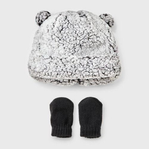 Baby Faux Shearling Hat and Mitten Set - Cat & Jack™ Gray 0-6M