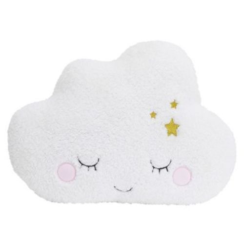 Little Love By Nojo Cloud Shaped Decorative Plush Pillow With Embroidery - White