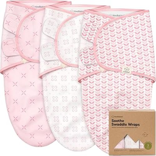 KeaBabies 3-Pack Baby Swaddle Sleep Sack 0-3 Months - 100% Cotton Swaddles for Newborns, Infant, Soft & Breathable Newborn Sleep Sack, Easy To Use Baby Nursery Swaddling Blanket (Blossom)