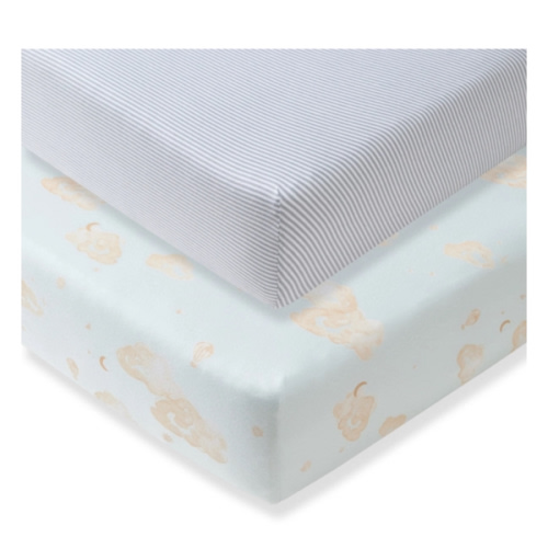 Good Night Sky Organic Cotton Crib Sheets Ice Flow