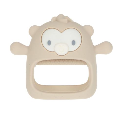Nuby Silicone Wrist Teething Mitten - Baby Teether Ring - 3+ Months - Provides Teething Relief for Babies and Toddlers - Brown Monkey
