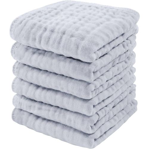 Amazon.com: Baby Washcloths, Muslin Cotton Baby Towels, 6 Pack -Large 10”x10” Wash Cloths Soft on Sensitive Skin, Absorbent for Boys & Girls, Newborn Baby & Toddlers Bibs & Burp Cloths Essentials Set, Slate: Baby