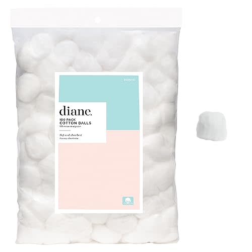 Diane 100% Pure Cotton Balls for Face, Makeup Removal, Nail Polish, Applying Lotion or Powder, First-Aid for Everyday Household Use, 100 Count