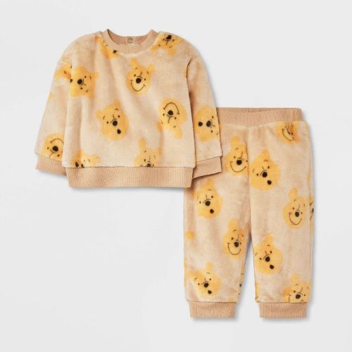 Baby Boys' Disney Winnie The Pooh Cozy Fleece Pullover And Pants Set - Yellow 3-6m