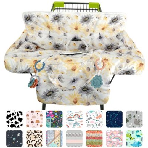 Shopping Cart Cover for Baby 2-in-1 High Chair Cover with Safety Harness Multifunctional Grey Pattern Cart Covers for Babies Soft Padded Grocery Cart Cover for Baby Boy Girl