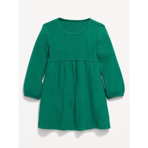 Long-Sleeve Waffle-Knit Dress for Toddler Girls