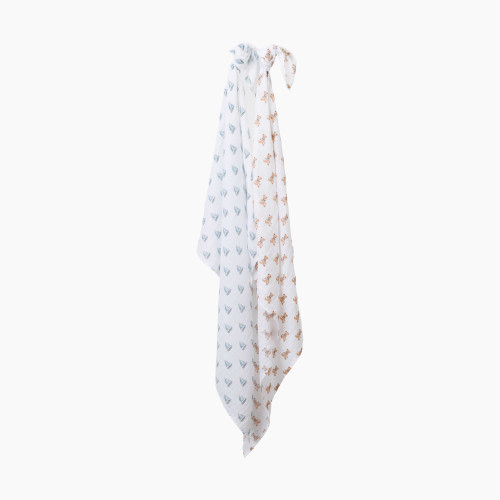 Lulujo Muslin Swaddles (2 Pack) - Vintage Teddy/ Sailboat, 2