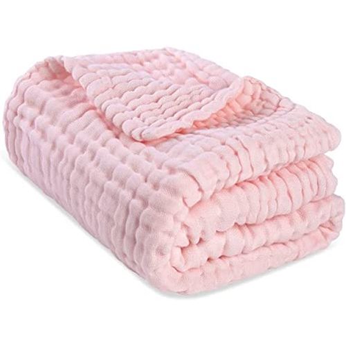 Muslin Swaddle Blanket for Newborn ,HardNok 6 Layer Gauze, Super Soft Swaddle Wrap Blanket /Bath Towel/Nursing Cover/Bed Blankets for Boys Girls as Shower Gift (1, Elegant Powder)…