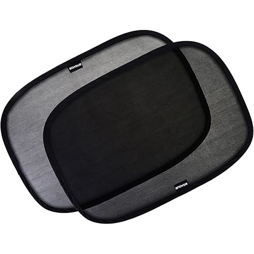 Enovoe Car Window Shades for Baby (2 Pack) - 21x14 Inches Sun Shade Blocker, Cling - Glare Shield and UV Rays Protection for Your Child - Side Window Screens for SUV- Mesh Window Shades for car Baby