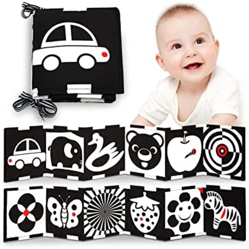 Baby Toys 0-12 Months Black and White High Contrast Baby Books Sensory Toys Early Education Infant Tummy Time Toys Car Seat Stroller Infant Toys Boys Girls Newborn Gift 0-3-6-12 Months