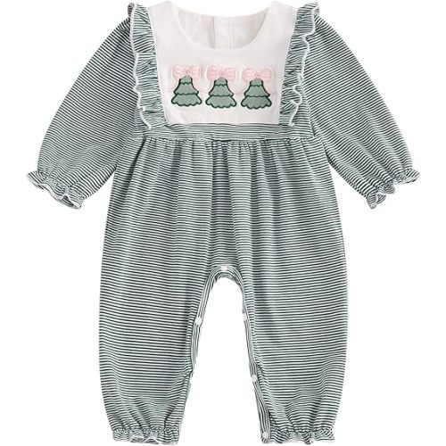 Baby Girl First Christmas Outfit My First Christmas Newborn Romper Long Sleeve Jumpsuit Infant Santa Outfit
