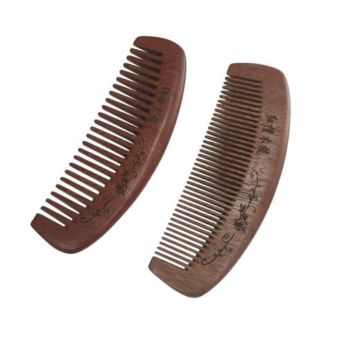 Wooden Hair Comb Set, birthing comb,Wide Tooth and Fine Tooth Detangling Combs, Brown, 2 Pack (One SizeA2)