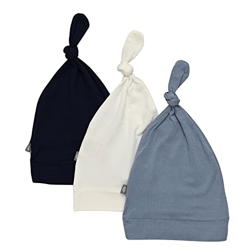 KYTE BABY Rayon Made from Bamboo Baby Beanie Hats - Super Soft Knotted Caps Available in Pattern and Solid Colors - 3 Pack