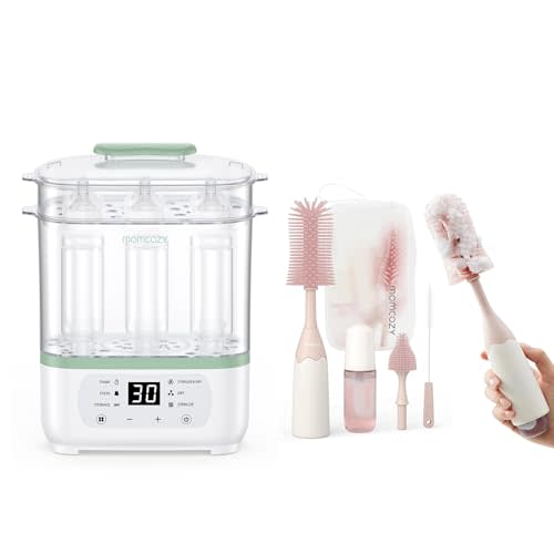 Momcozy Bottle Sterilizer and Dryer & Momcozy Bottle Brush Kit Pink