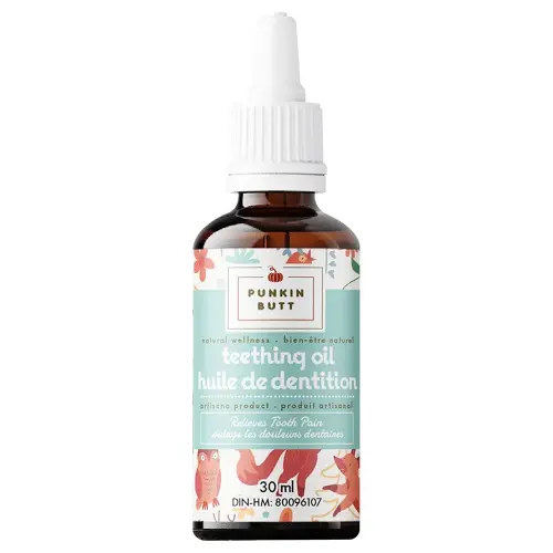 Punkin Butt Teething Oil for Babies, Infused with Chamomilla, Phytolacca & Rheum, Plant-Based Formula, Homeopathic Natural Teething Relief for Babies, 1oz Bottle