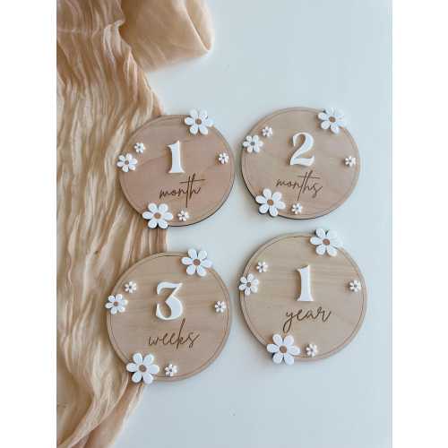 Baby Milestone | Boho Baby Milestone | Wooden daisy Flower Milestone Disc | Monthly Baby Milestone Marker | Baby Growth | Baby Photo Prop