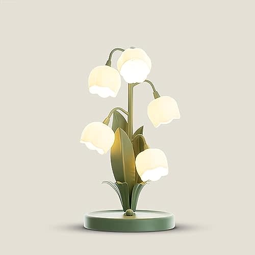 Vintage Flower Table Lamp for Home, 5 Lily of The Valley Bedside Lamps 3 Color Modes Nightstand Lamp with G4 Led Bulbs for Bedroom, Living Room, Office