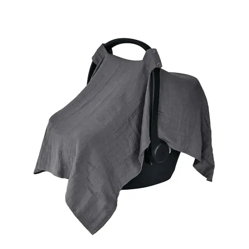 Car Seat Cover Baby - Organic Cotton - Carseat Covers Baby - Carseat Cover - Car Seat Canopy - Carseat Canopy - 100% Muslin Cotton, 43" x 32" (Soft Grey)