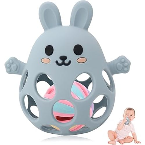 Baby Teether Toys | Baby Teething Toys | Baby Teething Rattle Toy | Food Grade Silicone Teether Baby Toys | Baby Teether 0-6 Months | Teething Toy 6-12 Months | Gift for Boys & Girls