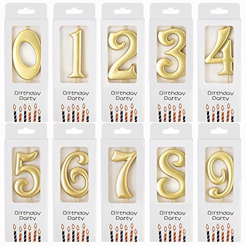 PHD CAKE 10-Count 0-9 Gold Number Birthday Candles, Number One Birthday, Gold Number Candles, Party Celebration, Baby Showers