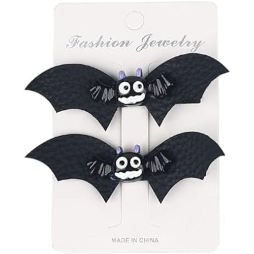Baby Rose Halloween Headband Infant Pumpkin Hairband Bow Hair Clips (2pc Clips-Bat Wing)