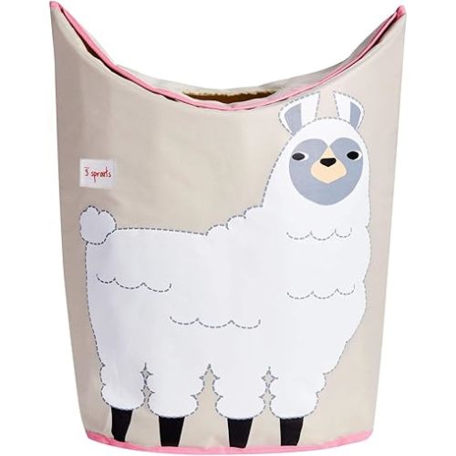 3 Sprouts Baby Laundry Basket for Nursery - Hamper with Handles/Lid, Large Storage Basket, Toy Bin, Room Decor - Kids Hamper, Baby Clothes Storage Organizer, Llama