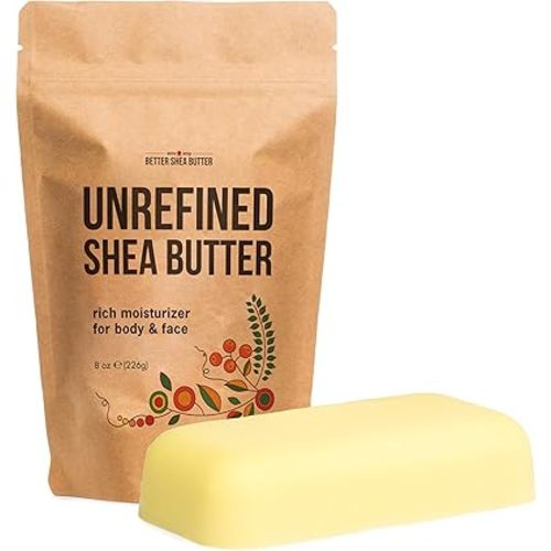 Raw Shea Butter - 100% Pure African Unrefined Shea Butter for Hair | Skin Moisturizer for Face and Body | Use for Soap Base, DIY Whipped Lotion, Lip Balm - 8 oz Block
