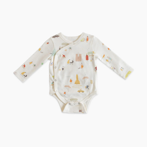 Pehr Long Sleeve Wrap Front One-Piece - Explore The World, 0-3 M