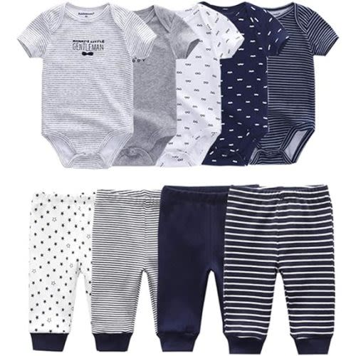 Baby Layette Set Baby Boys' 9-Piece Bodysuits Pants Set Toddler Girl Boy Unisex Baby Gift Sets