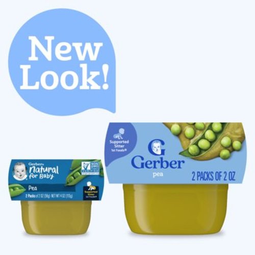 Gerber 1st Foods Baby Food, Pea Puree, Clean Label Project, 2 oz Tubs (2 Pack)