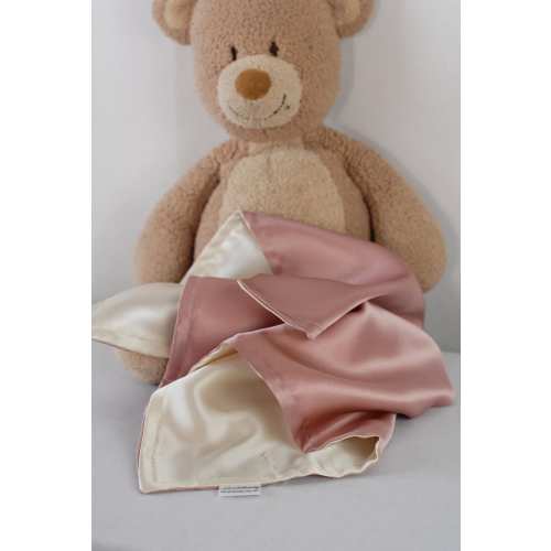 Silk Lovey Wild Rose and Warm Ivory , Baby and Toddler Security Blanket, 100% Mulberry Charmeuse Silk 19mm