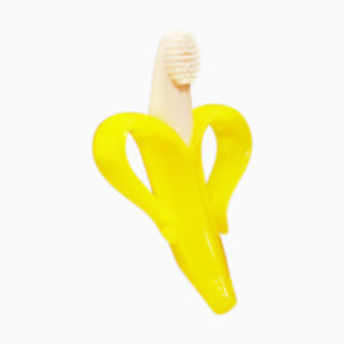 Baby Banana Teether & Infant Training Toothbrush - Yellow