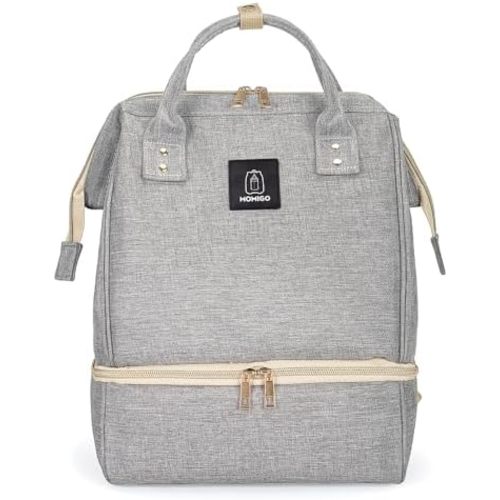 Breast Pump Backpack - Cooler and Moistureproof Bag Double Layer for Mother Outdoor Working Backpack with USB Charging Port, Large (Grey)