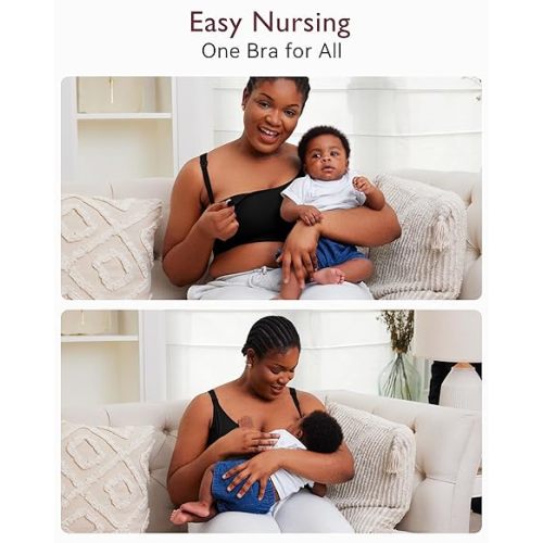 Momcozy Pumping Bra Hands Free 2 Pack Comfortable All Day Wear Pumping and Nursing Bra in One