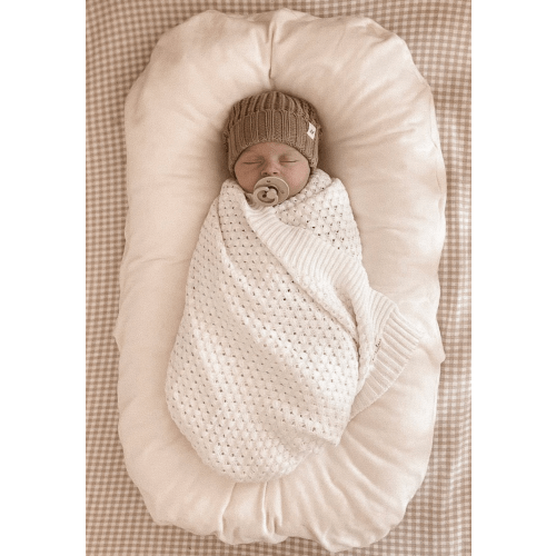 White Basket Weave Baby Blanket