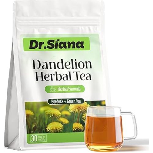 Dr. Siana Dandelion Root Tea Bags，Burdock Root Tea & Green Tea，5g x 30 Teabags - Premium Natural Herbal Tea, Support Digestive Function