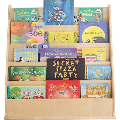 Factory Direct Partners 13132-NT Birch Book Display Stand, 5-Shelf Storage for Kid"s Books and Magazines for Bedroom, Playroom, Daycare, Preschool or Classroom - Natural