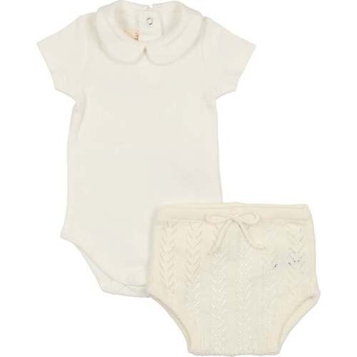 Timeless Knit Boys Ensemble, Ivory - Mon Tresor Bebe | Maisonette