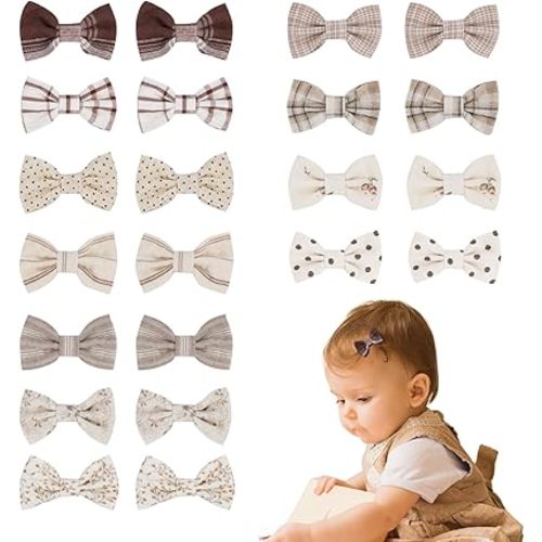 JESSCAT 22 Pcs Hair Clips for Girls with Bows Flower, Fully Lined Alligator Clips and Barrettes, Fabric Handmade Barrettes Hair Accessories for Girls Baby Infants Toddler Kids